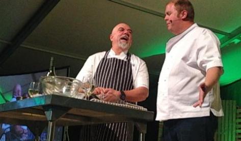 Chef Pete and Chef Chris entertain during the comedy chef's night. 